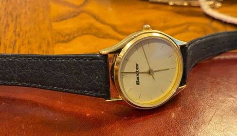 Unisex 33mm Gold Tone Baxter Labs Watch with Black Band